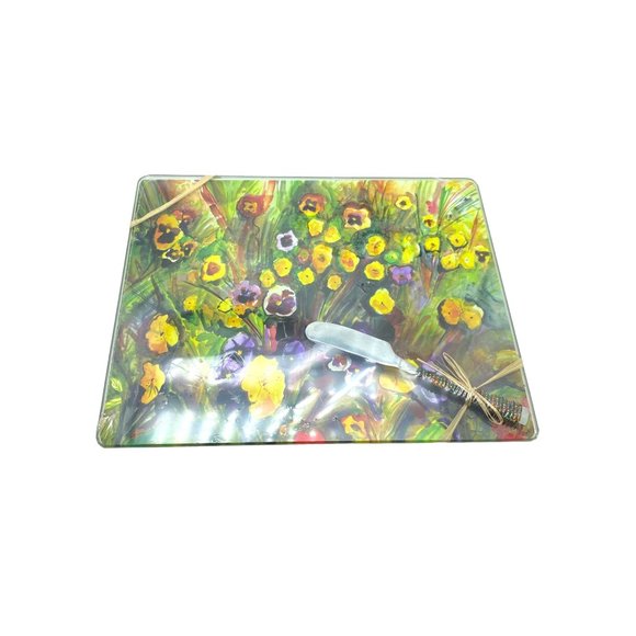 Linda S. Altshuler PANSIES Original Watercolor Serving Set of 2 Board Spreader - Picture 5 of 16